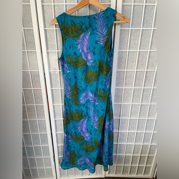 Wanted Vintage Y2K Stretchable Dress, Blue purple green fern, Size Large. - Picture 2 of 3